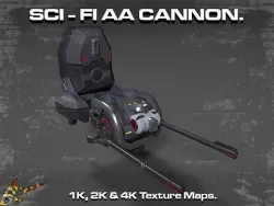 SCI FI AA CANNON Low-poly 3D model