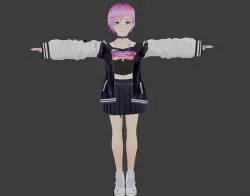 SciFi 3d anime kawaii girl character c19 Low-poly 3D model