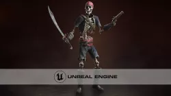 Skeleton Pirate Low-poly 3D model