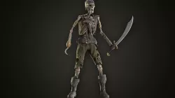 Skeletone Pirate With Hook Low-poly 3D model