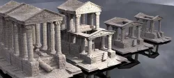 Stylised ancient stone low res Greek ruin 5 versions 3D model
