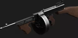 Tommy gun Thompson Submachine Gun Caliber 45 Low-poly 3D model