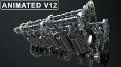 V12 Engine Working Animated 3D model