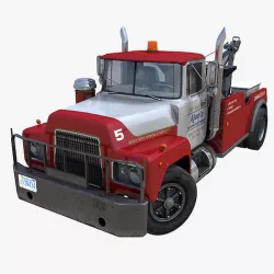 Vintage tow truck Low-poly 3D model