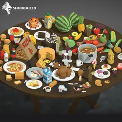 Voxel Food Pack 117 Items Low-poly 3D model