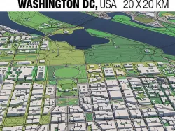 Washington DC USA 20x20km 3D City Map 3D model