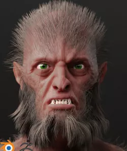 Werewolf Head Character High-Poly 3D model