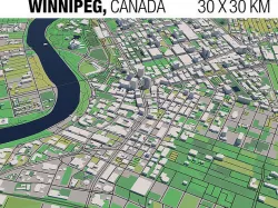 Winnipeg Manitoba Canada 30x30km 3D City Map 3D model