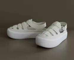 Womens white leather sandals 3D model