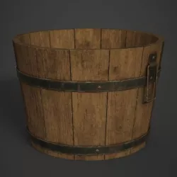 Wooden Bucket Low-poly 3D model