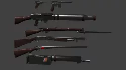 WW1 Gun Pack Low-poly 3D model
