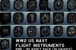 WW2 US NAVY FLIGHT INSTRUMENTS - ASSET PACK Low-poly 3D model