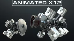 X12 Engine Working Animated 3D model