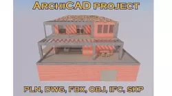 2 STORY HOUSE WITH BASEMENT for Archicad  dwg obj fbx ifc skp 3D model