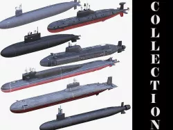 7 Military Submarines Collection 3D model