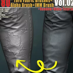 80 Torn Fabric Brushes  Alpha IMM BrushVol02 3D model