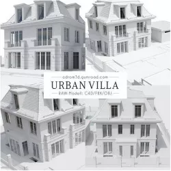 ADROM3D - Urban Villa RAW C4D FBX 3DS OBJ DAE 3D model