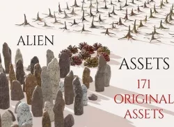 Alien Extraterrestrial Assets 171 3D Models Rocks Plants Stumps Low-poly 3D model