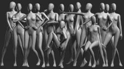 Animated Female Mesh 14 poses v3 Low-poly 3D model