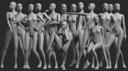 Animated Female Mesh - 14 poses v4 Low-poly 3D model