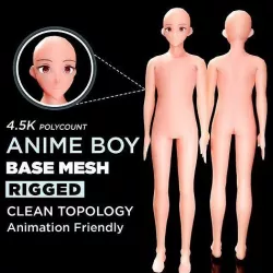 Anime Boy Base Mesh Low-poly 3D model