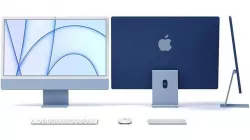 Apple iMac 24 inch 2021 Blue Keyboard Mouse Trackpad Low-poly 3D model