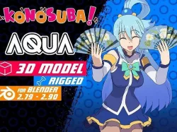 Aqua - Konosuba Anime - Blender Low-poly 3D model