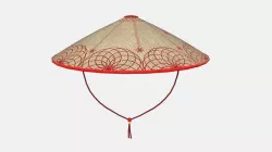 Asian Hat 06 Straw Red - Character Design Fashion Low-poly 3D model
