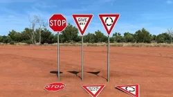 Australian Road Signs Stop Giveway Roundabout Low-poly 3D model