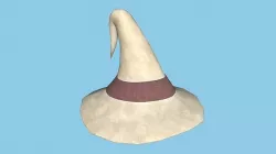Beige Wizard Hat - Character Design Fashion White Low-poly 3D model