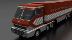 Big Red Gas Turbine 1964 Concept Semi Truck and Double Trailer Low-poly 3D model