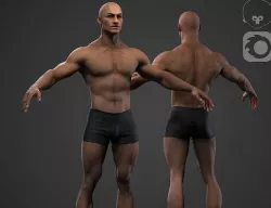 Black muscle man  Low-poly 3D model