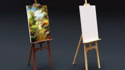 Carved Wood Easel for Painting 3D model