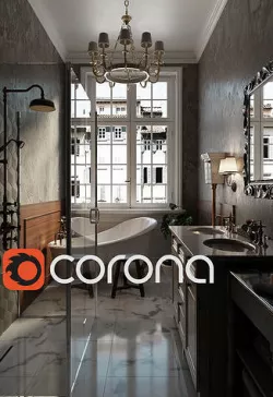 Charming French Country Bathroom Design - Corona Render  3D model