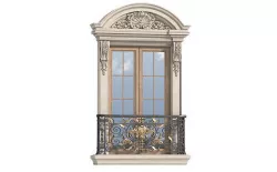 Classic facade window with French balcony Forged Fence  3D model