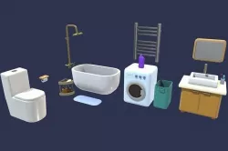 Cute Bathroom Set Low-poly 3D model