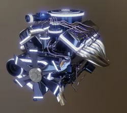 Cyberpunk 1970s Muscle Car Engine 3D model