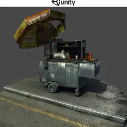 Damaged Hot Dog Cart Low-poly 3D model