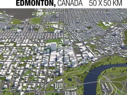 Edmonton Canada 50x50km 3D City Map 3D model