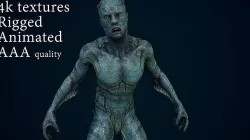 Fish people the deep ones Low-poly 3D model