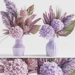 Flower Set 019 purple pampas 3D model