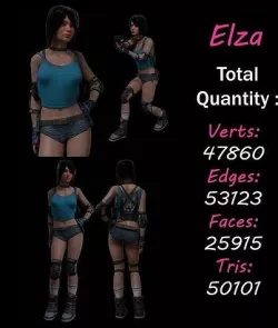 Game female character  Low-poly 3D model