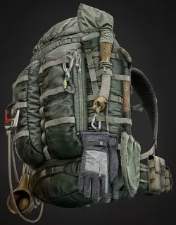 Game-Ready Hiking Backpack Low-poly 3D model