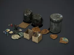 Garbage and Trash Props pack for games Low-poly 3D model