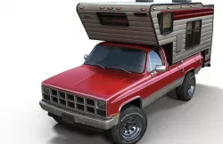 Generic American pickup camper 1982 Low-poly 3D model