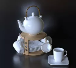 Gift tea set with stand 3D model