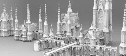 Gothic Cathedral Cult Architecture Kit bash Extended 3D model