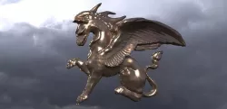 Griffin Sculpture low polly statue 2  3D model