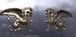 Griffin Sculpture low Polly statue 2 mirrored  3D model