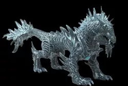 Ice dragon creature Deep dark blue 29k poly game ready Low-poly 3D model